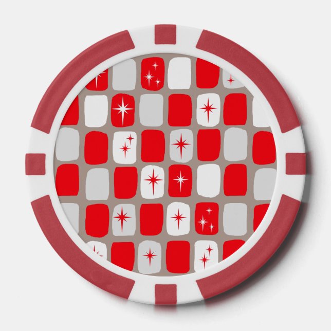 Chips de póquer Retro Red Starburts (Anverso)