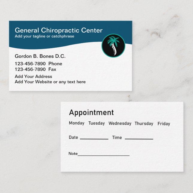 Chiropractor Tarjetas de visita para el emblema es (Anverso / Reverso)