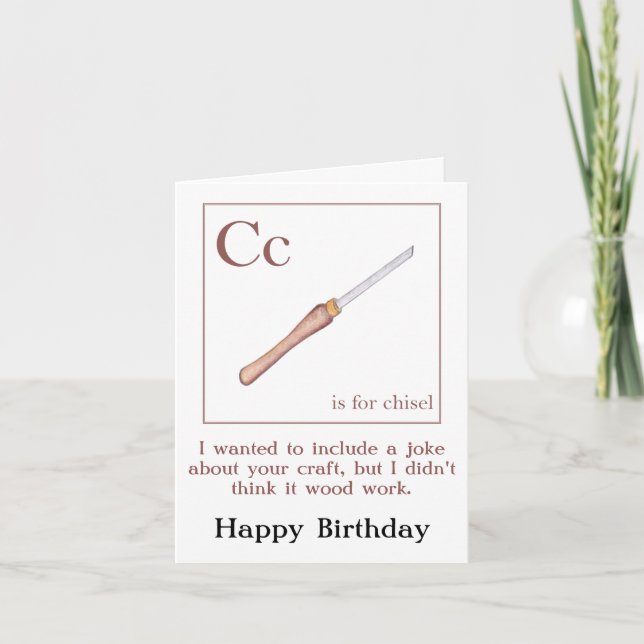 Chisel Chiste madera carpintería Tarjeta de cumple (Anverso)