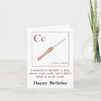 Chisel Chiste madera carpintería Tarjeta de cumple