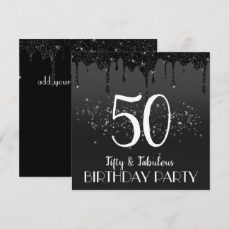 chispa negra falsa invitación de cumpleaños 50