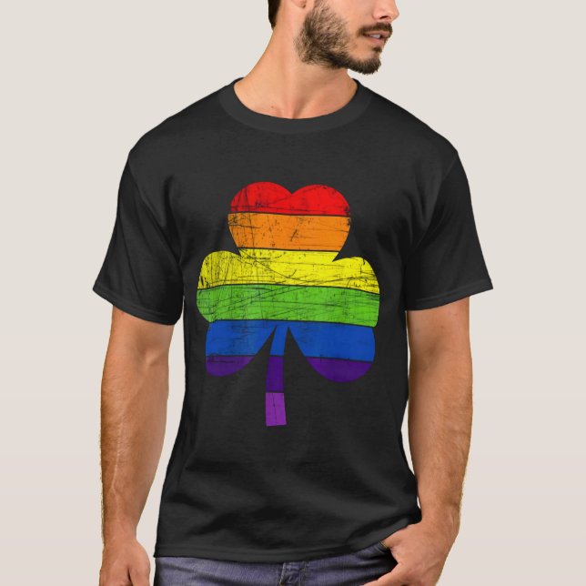 Chiste arco iris Shamrock estilo camiseta vintage  (Anverso)