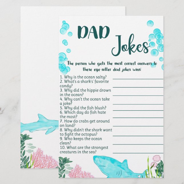 Chistes de papá de tarjeta de juegos de Baby Showe (Anverso / Reverso)