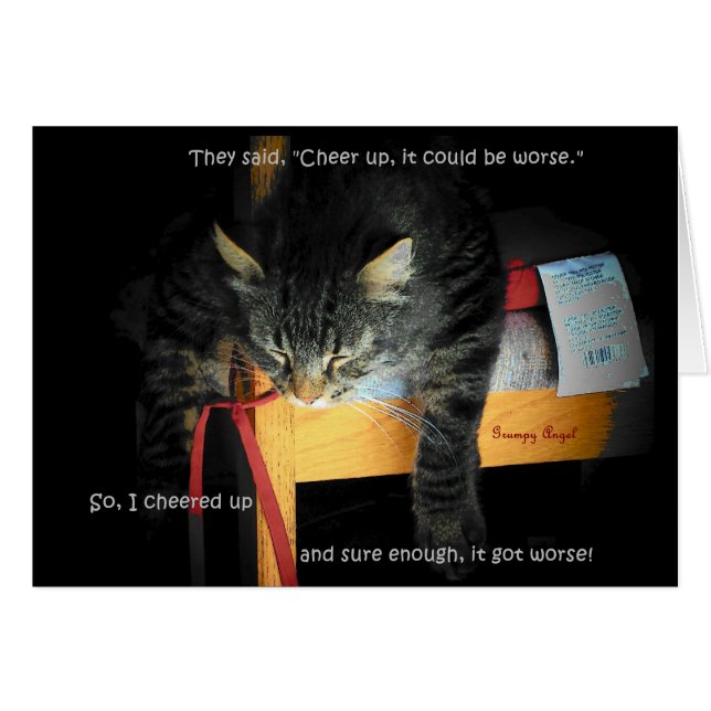 Chistes para gatos - Gatito deprimido (Anverso (Horizontal))