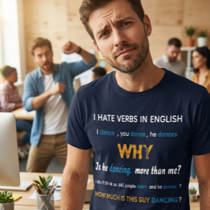 Chistosa camiseta personalizable de gramática ingl