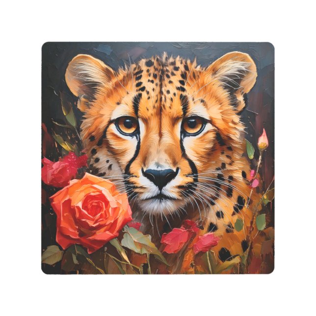 Chita con flores arte metalizado en la pared de la (Anverso)