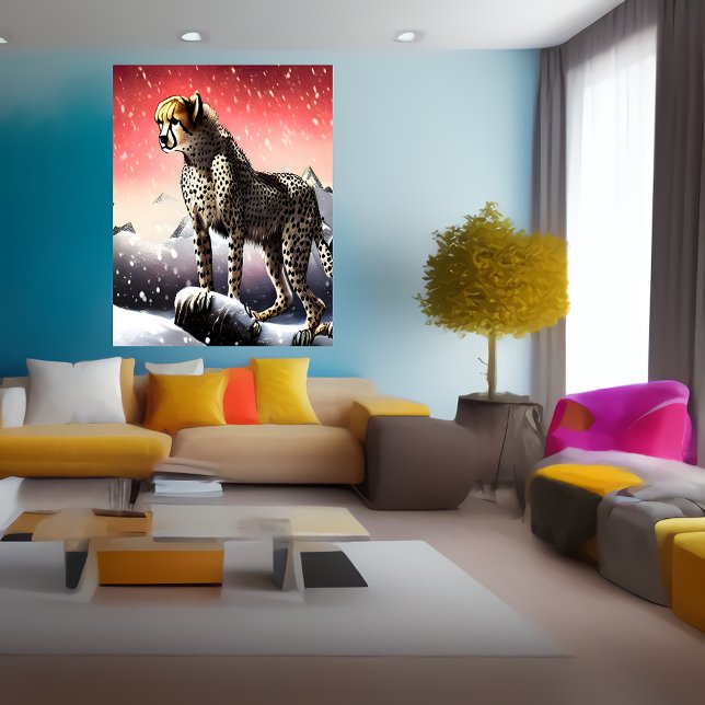 Chita en la montaña nevada | Poster de arte de IA (Subido por el creador)