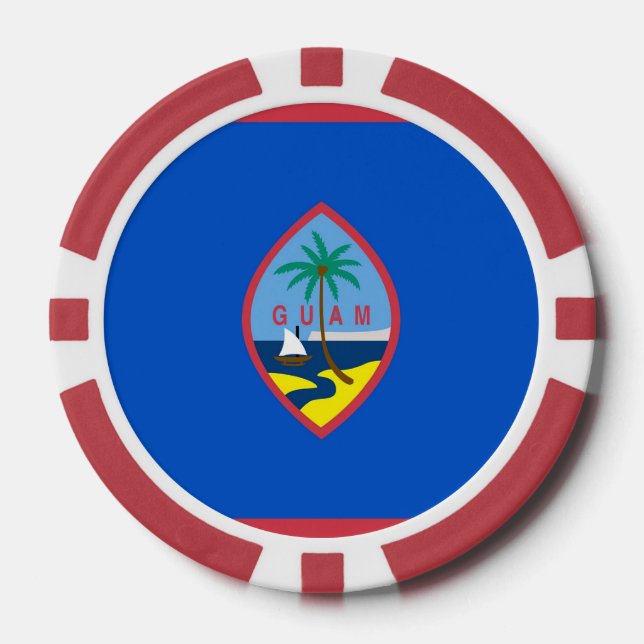 Chivos patrióticos de póquer con bandera de Guam (Anverso)