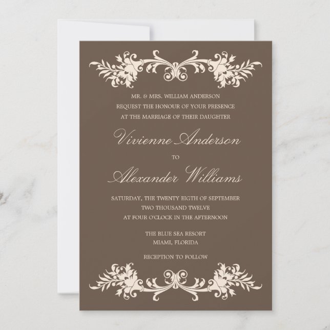 CHOCOLATE ANTIGUO| INVITACIÓN DE BODA (Anverso)