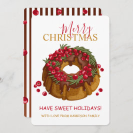 Chocolate Cranberry Bundt Pastel Feliz Navidad