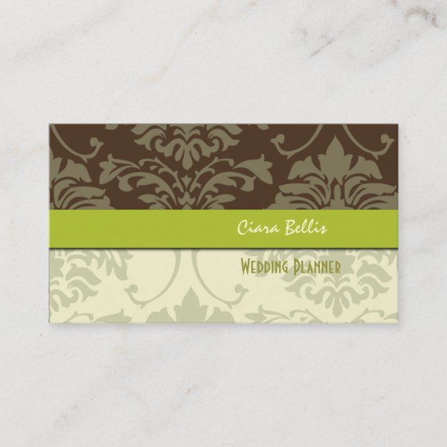 Chocolate Damask, tarjetas de visita para planific (Anverso)