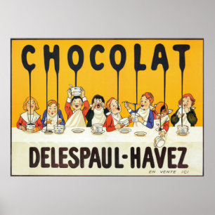 Chocolate francés vintage Poster de arte de cocina