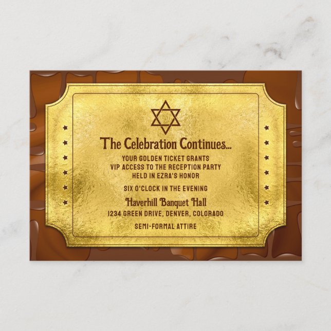 Chocolate Golden Ticket Bar Bat Mitzvah Recepción (Anverso)