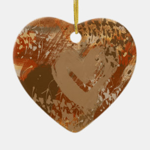 Chocolate Heart Abstract Pattern Ornamento cerámic