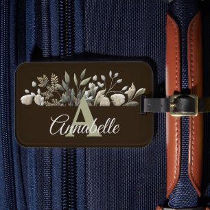 Chocolate Hojas Botánicas Etiqueta Monogramada de 