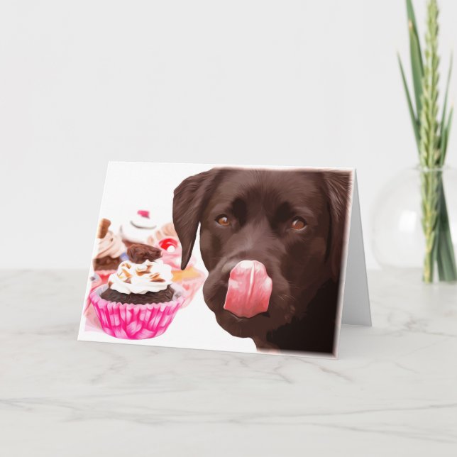 Chocolate Lab I Love You Card - Tarjeta de pastele (Anverso)