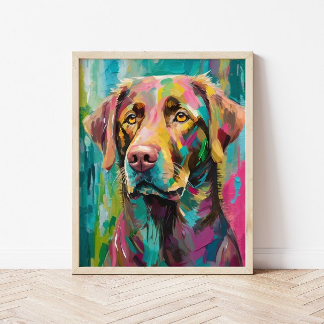Chocolate Lab Retrato de arte abstracto colorido (Subido por el creador)