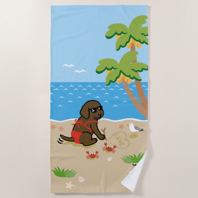 Chocolate Labrador Bikini Chica toalla de playa (Anverso)