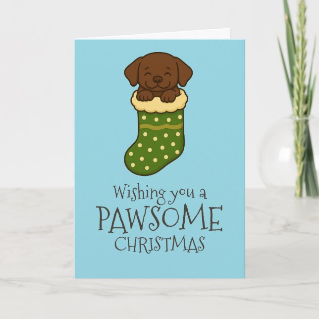 Chocolate Labrador en Media de Navidad (Anverso)