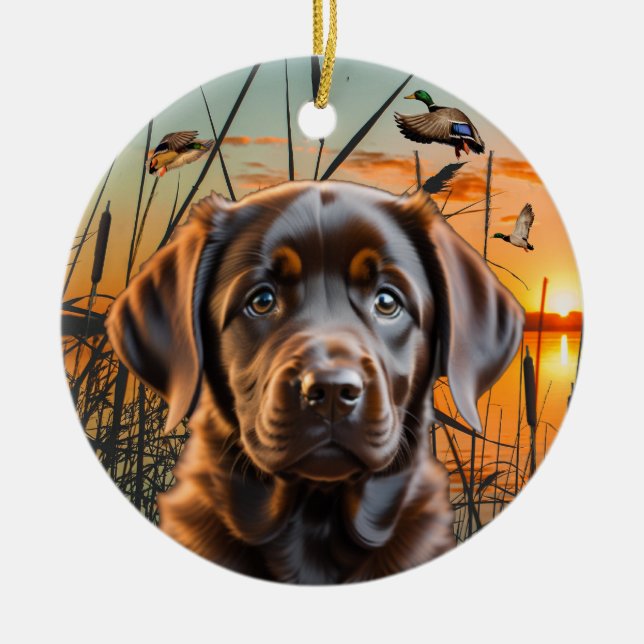 Chocolate Labrador Papel Ornamento de Navidad (Frente)