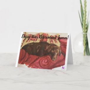 Chocolate Labrador perro en el sofá - Tarjeta de r