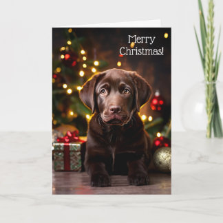 Chocolate Labrador Puppy Dog Navidades Tarjeta