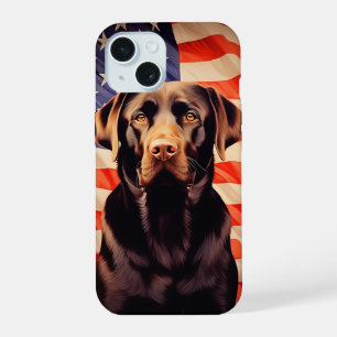 Chocolate Labrador Retriever bandera americana
