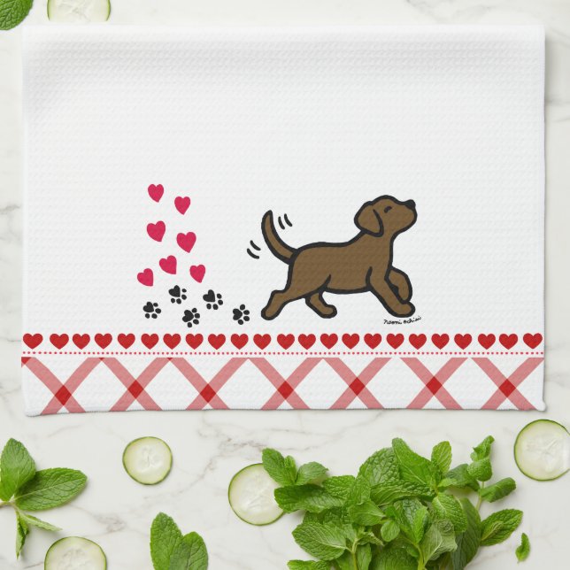 Chocolate Labrador Trotting Kitchen Toalla (Doblado)