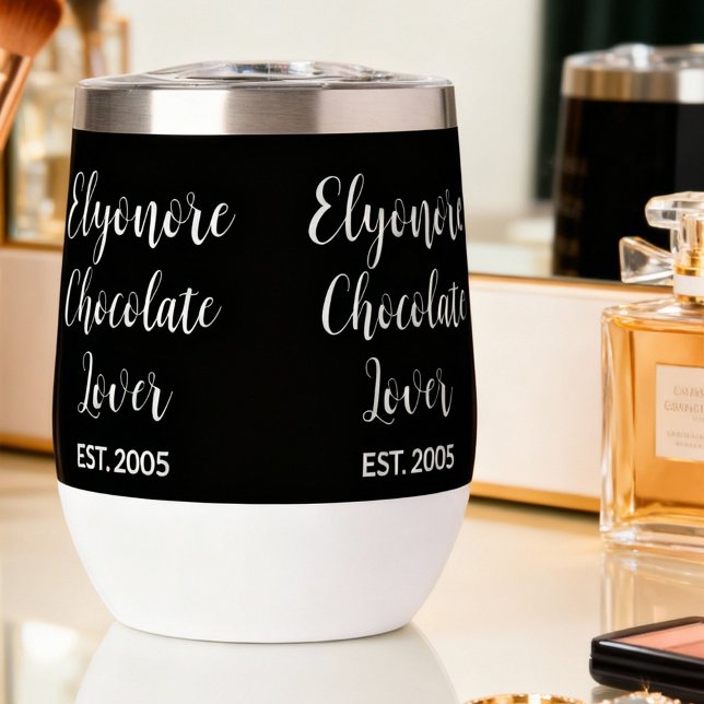 Chocolate Lover White Script Personalized Name Est (Subido por el creador)