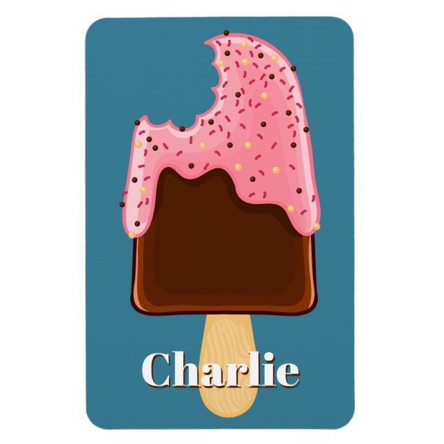 Chocolate Popsicle nombre personalizado e imán de  (Vertical)
