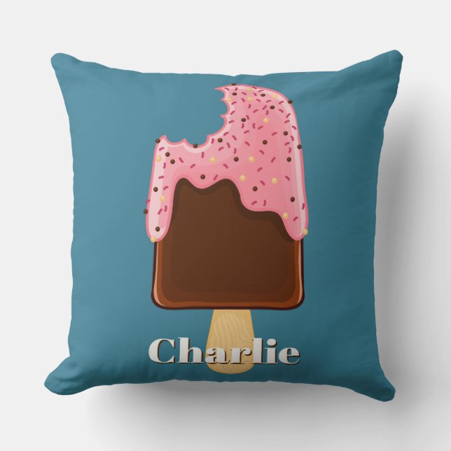 Chocolate Popsicle nombre personalizado y almohada (Anverso)