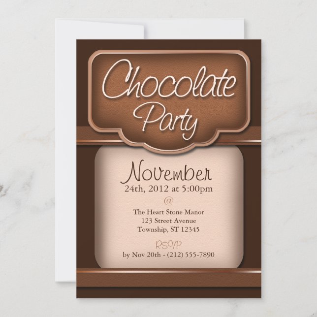 Chocolate rico: Invitaciones "Fiesta de chocolate" (Anverso)
