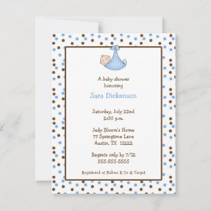 Chocolate y Blue Dot Baby Boy Invitación a la duch