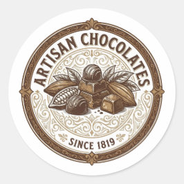 Chocolates Artesanales Etiqueta Antigua de Cacao