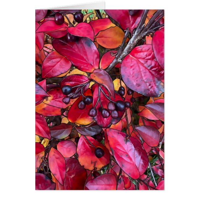 Chokecherries de otoño - Tarjeta de arte de 5" x 7 (Frente)