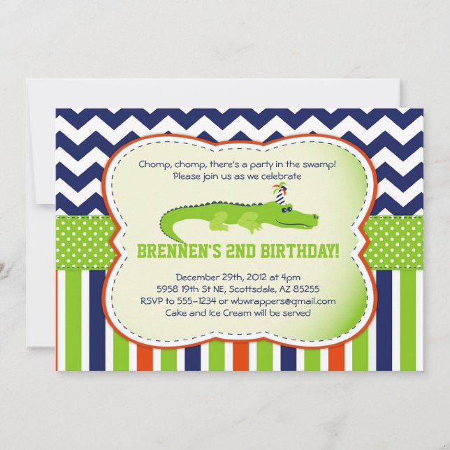 ¡Chomp Chomp!  Invitaciones Cocodrilo-Temáticas (Anverso)