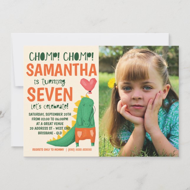 ¡Chomp! Invitación a la foto del cumpleaños del co (Anverso)