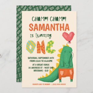 ¡Chomp! Invitación de cumpleaños a un lagarto de c