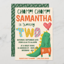 ¡Chomp! Invitación de cumpleaños a un lagarto de c