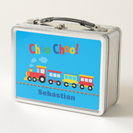 "Choo Choo Train" Silver Lunch Box Nombre personal