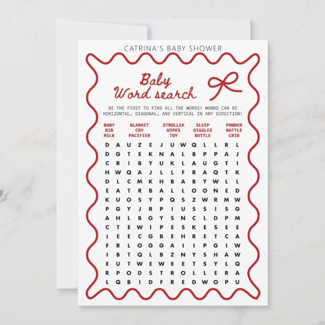 Chorro de Bebé con Lazo Rojo - Invitación Editable (Anverso)