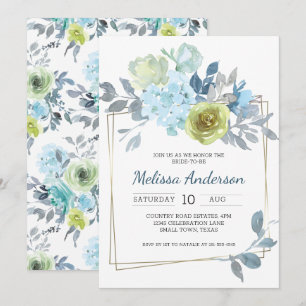 Chorro Nupcial Floral Azul Claro Amarillo Verde