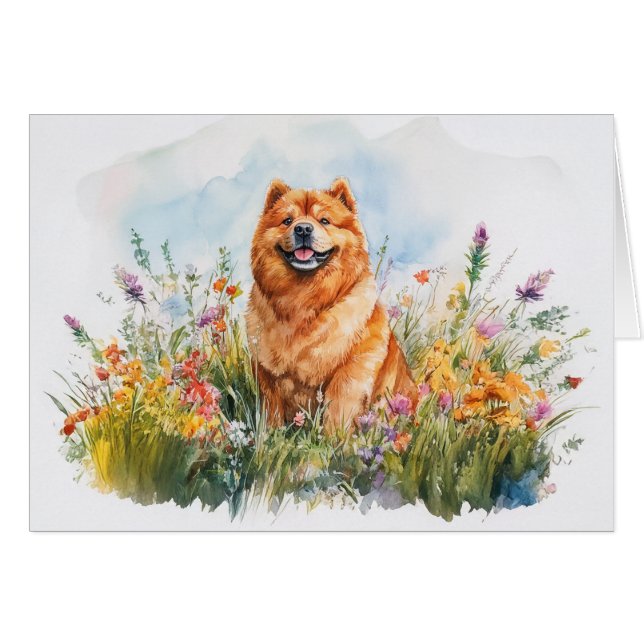Chow Chow - Tarjeta de arte de 5" x 7" (Anverso (Horizontal))