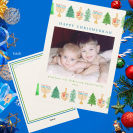 Chrismukkah Foto Mensaje de vacaciones 5x7 Tarjeta