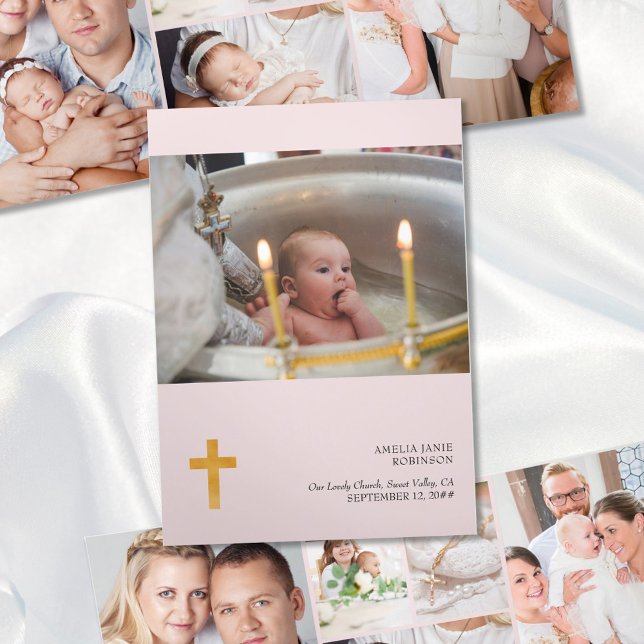 Christening 7 Photo Pink Gracias Tarjeta Tri-Fold (Subido por el creador)