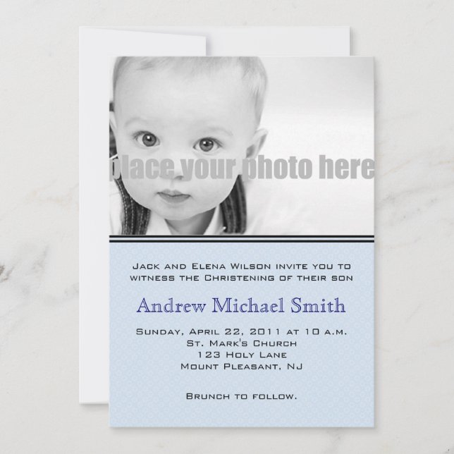 Christening/Baptism/Dedication Photo Invitación (Anverso)