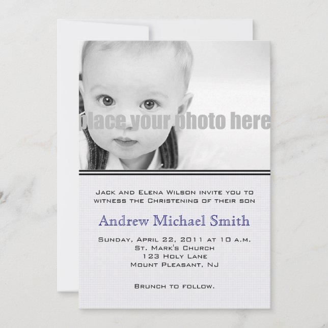 Christening/Baptism/Dedication Photo Invitación (Anverso)