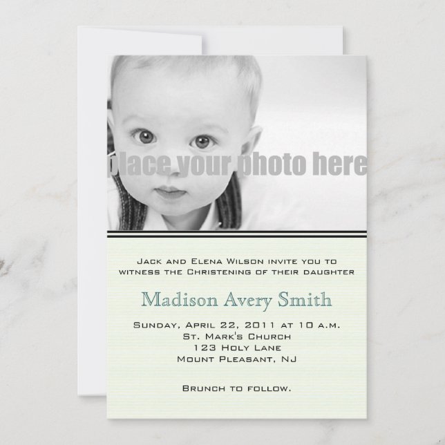 Christening/Baptism/Dedication Photo Invitación (Anverso)
