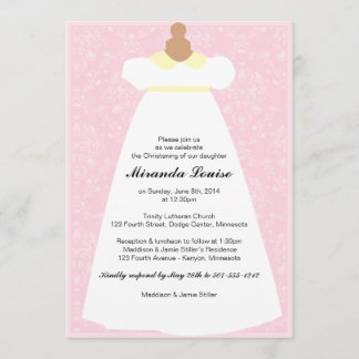 Christening Gown (Rosa) Baptism Invitación
