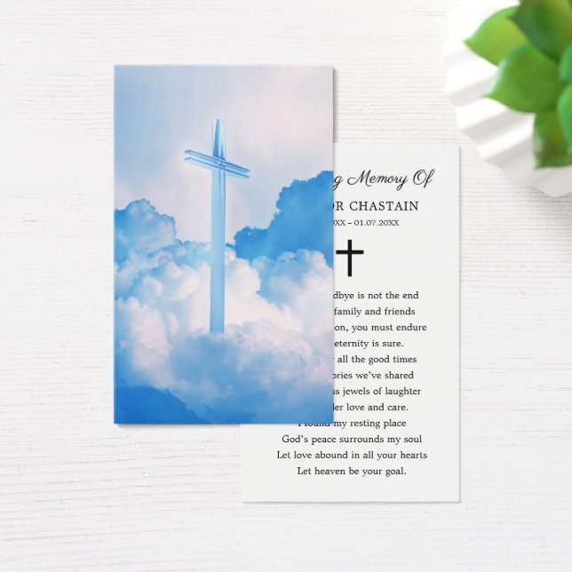 Christian Cross Funeral Memorial Prayer Cards (Escritorio)